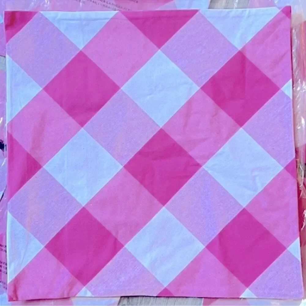 🆕 NWT PB Kids Pink Gingham Plaid Pillow cover Buffalo Check Square Pillow Cases